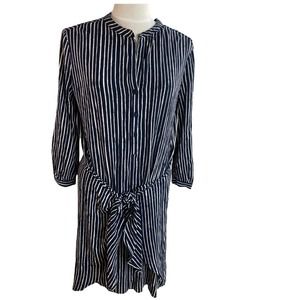 NWT Gap Wrap-tie stripe shirt dress True Indigo Black White Stripe Size xs